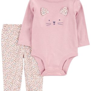 Conjunto longo de moletom infantil 2 peças bichinho floral multicor | Carter's