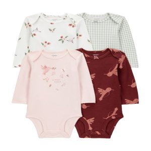 Kit body bebê 4 peças manga longa beija-flor multicor | Carter's