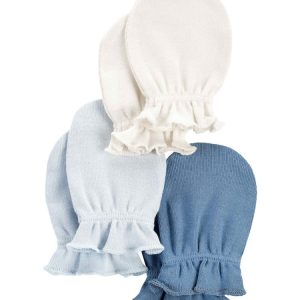 Kit luva bebê 3 pares com babadinhos tradicional multicor