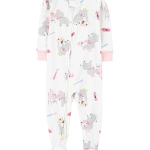 Macacão pijama bebê com pézinho elefante branco | Carter's
