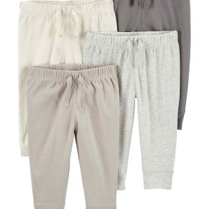 Kit calça bebê 4 peças cós elástico lisas com amarração multicor | Carter's
