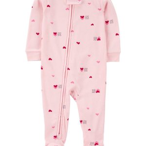Macacão pijama bebê pezinhos corações rosa | Carter's