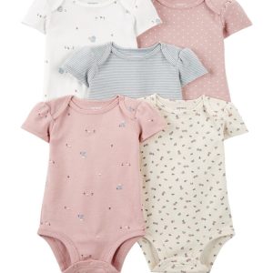 Kit body bebê 5 peças manga curta coruja floral multicor | Carter's