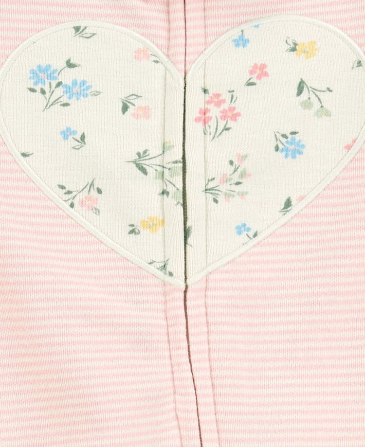 Macacão bebê manga longa com pezinho listras floral rosa | Carter's - Imagem 2