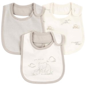 Kit babador bebê 3 peças elefante listrado multico