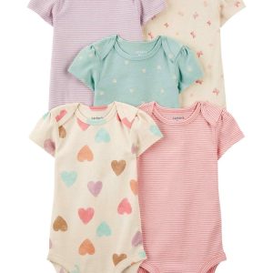 Kit body bebê 5 peças borboletas e florais multicor