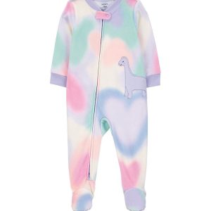 Macacão pijama bebê fleece com pézinho tie-dye dino multicor | Carter's