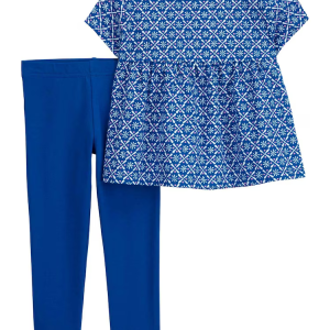 Conjunto longo infantil 2 peças floral azul |