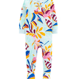 Macacão pijama infantil floral azul |