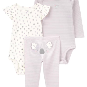 Conjunto longo bebê 3 peças floral coala multicor | Carter's