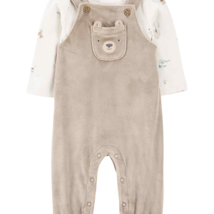 Jardineira bebê 2 peças urso multicor |