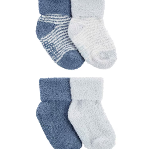 Kit meia bebê 4 pares punho dobrado listrada multicor |