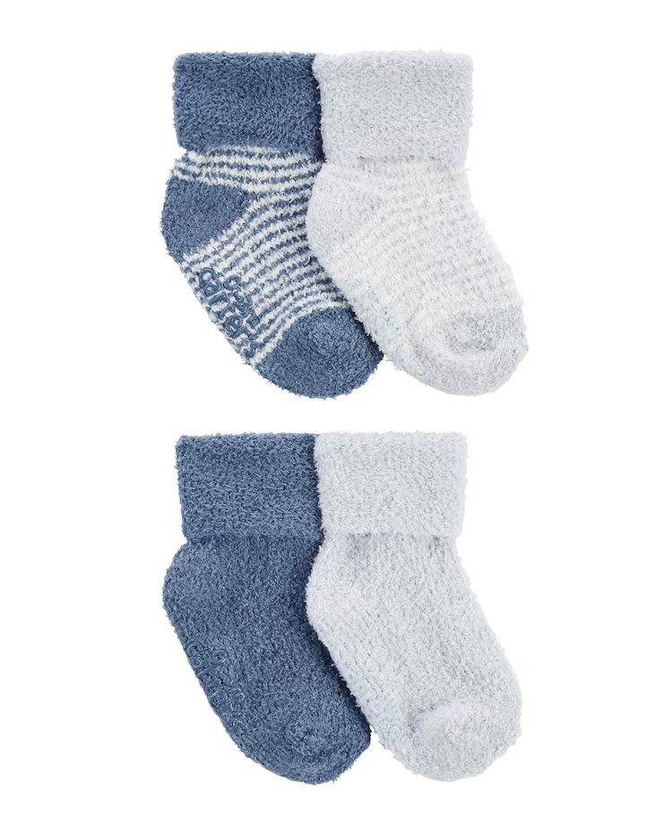 Kit meia bebê 4 pares punho dobrado listrada multicor |