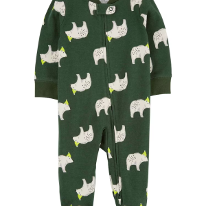 Macacão bebê urso com touca verde |