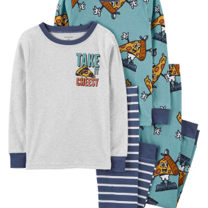 Pijama longo infantil 4 peças pizzas multicor |