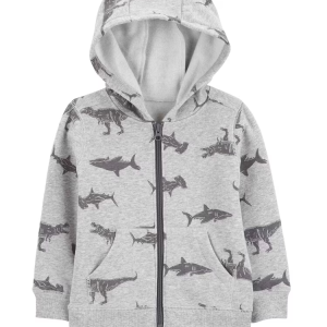 Blusão infantil de moletom aberto com capuz bichinhos cinza |