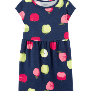Vestido curto infantil evasê frutinhas azul | Carter's