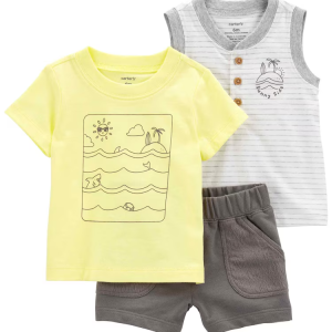 Conjunto curto bebê 3 peças sunny side multicor |