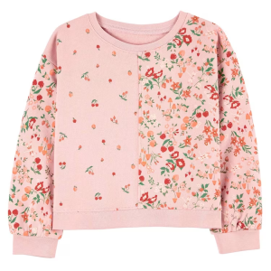 Blusa de moletom infantil floral misto rosa |