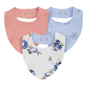 Kit babador bebê 3 peças floral com botões multicor |