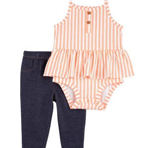Conjunto longo bebê 2 peças de elástico listrado multicor | Carter's