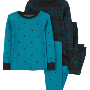 Pijama longo infantil 4 peças de dinossauros multicor |