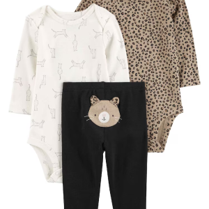 Conjunto longo bebê 3 peças babados onça multicor | Carter's