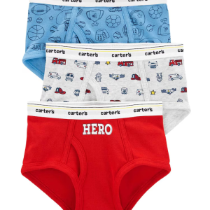 Kit cueca infantil 3 peças slip heero vermelho |
