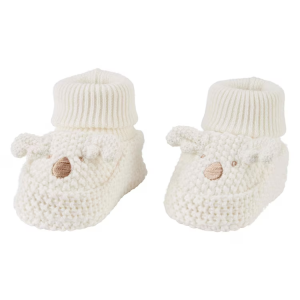 Pantufa bebê punho canelado bichinho branca