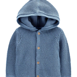 Casaco bebê tricot com fios azul |