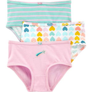 Kit Calcinha Infantil 3 Peças Corações - Rosa/Azul/Branco