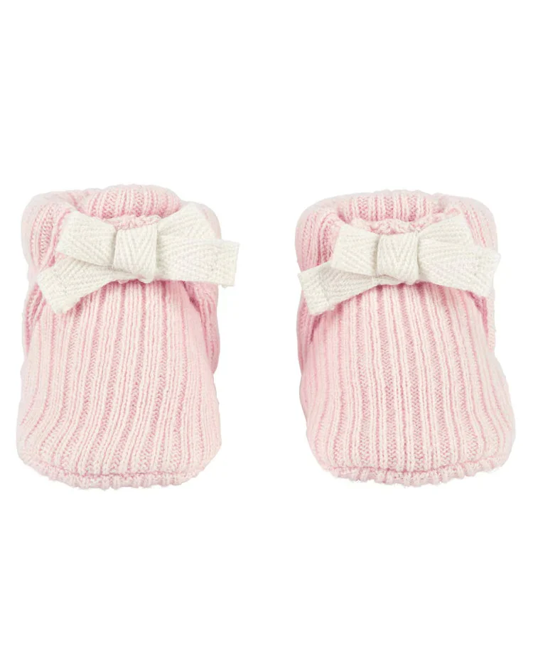 Pantufa bebê de tricot com laço rosa | Carter's