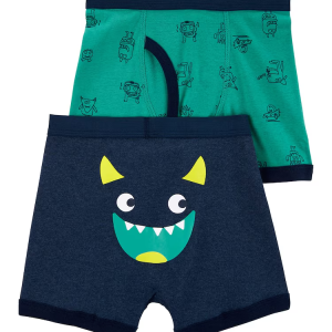 Kit Cueca Boxer Infantil 2 Peças Monstrinho Multicor Tam 2 a 8