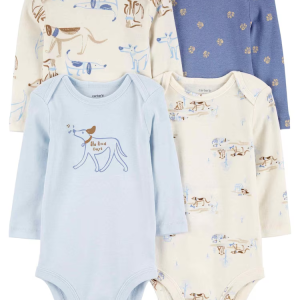 Kit body bebê 4 peças manga longa cachorros multicor |