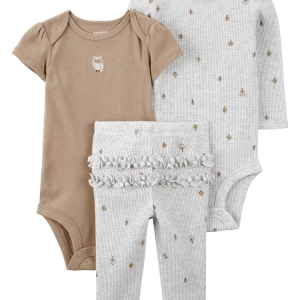 Conjunto longo bebê 3 peças coruja multicor | Carter's