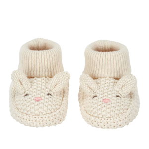 Pantufa bebê de tricot bichinho bege |