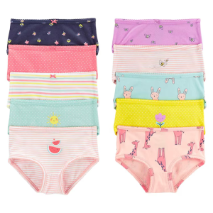 Kit calcinha infantil 10 peças estampadas rosa |