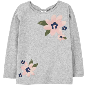Camiseta infantil fechado floral cinza |