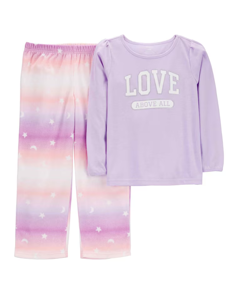 Pijama longo infantil 2 peças tie dye love lilás |
