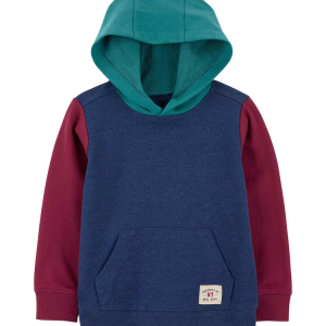 Blusão de moletom infantil capuz e bolso azul |