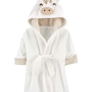 Roupão bebê capuz bordado branco |