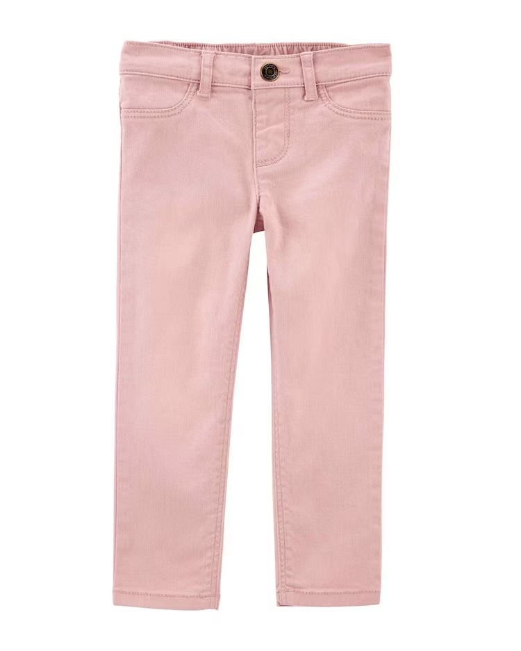 Calça jeans color infantil bolso de coração rosa |
