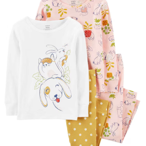 Pijama longo infantil 4 peças bichinhos multicor |