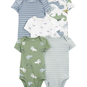 Kit body bebê 5 peças dinossauro listrado multicor |