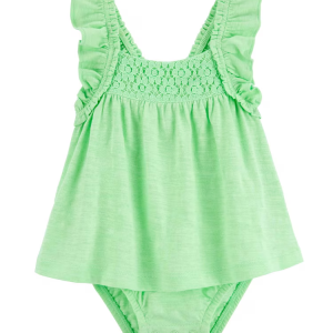 Banho de sol bebê com babados verde | Carter's 