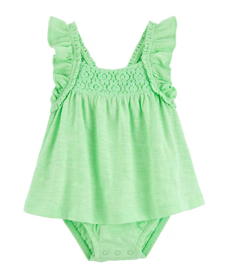 Banho de sol bebê com babados verde | Carter's