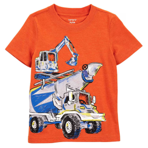 Camiseta infantil manga curta caminhão laranja |
