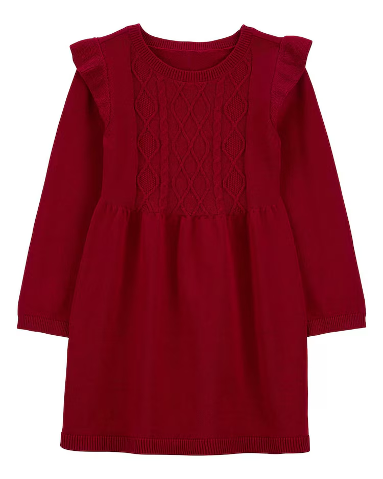 Vestido infantil babados com manga longa vermelho | - Imagem 2