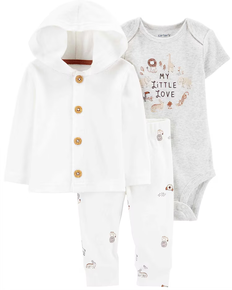Conjunto longo bebê 3 peças My Little Love branco |