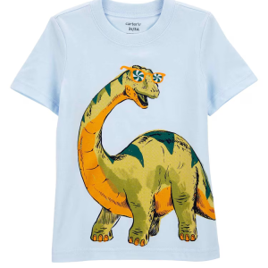 Camiseta infantil manga curta de dinossauro branca |